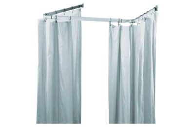 HOME Shower Frame and Curtain Set - White / Silver